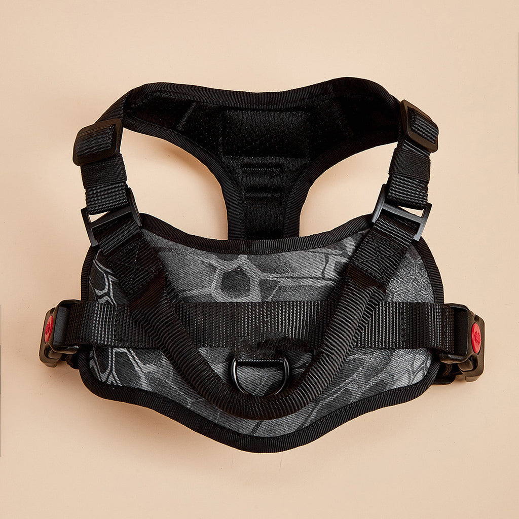 Camo black padded dog harness